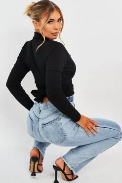 Rebellious Fashion Black Wrap Around Crop Blazer - Coriana