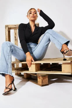 Rebellious Fashion Black Wrap Around Crop Blazer - Coriana