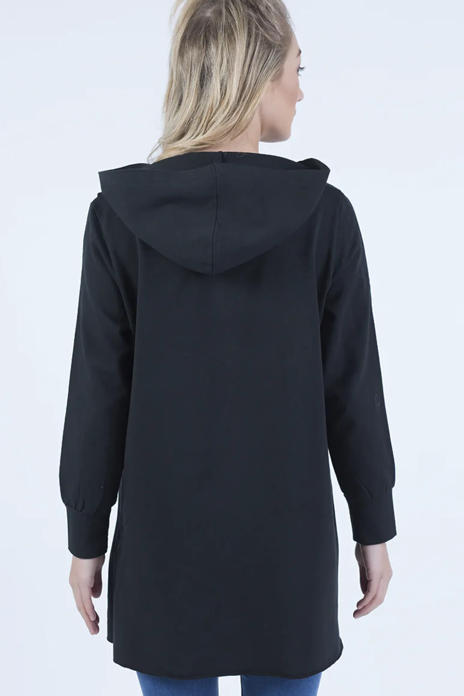 Rebellious Fashion Black Wrap Around Oversized Hoodie - Yasmin