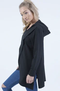 Rebellious Fashion Black Wrap Around Oversized Hoodie - Yasmin