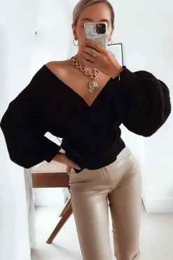 Rebellious Fashion Black Wrap Tie Details Cardigan - Lucy