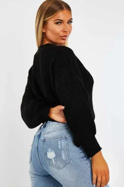 Rebellious Fashion Black Wrap Tie Details Cardigan - Lucy