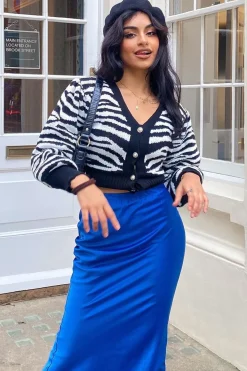 Rebellious Fashion Black Zebra Print Knit Cardigan - Dazie