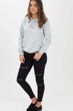 Rebellious Fashion Black Zip Detail Jeans - Polly