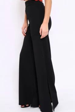 Rebellious Fashion Black Zip Front High Waisted Flare Trousers - Gerta