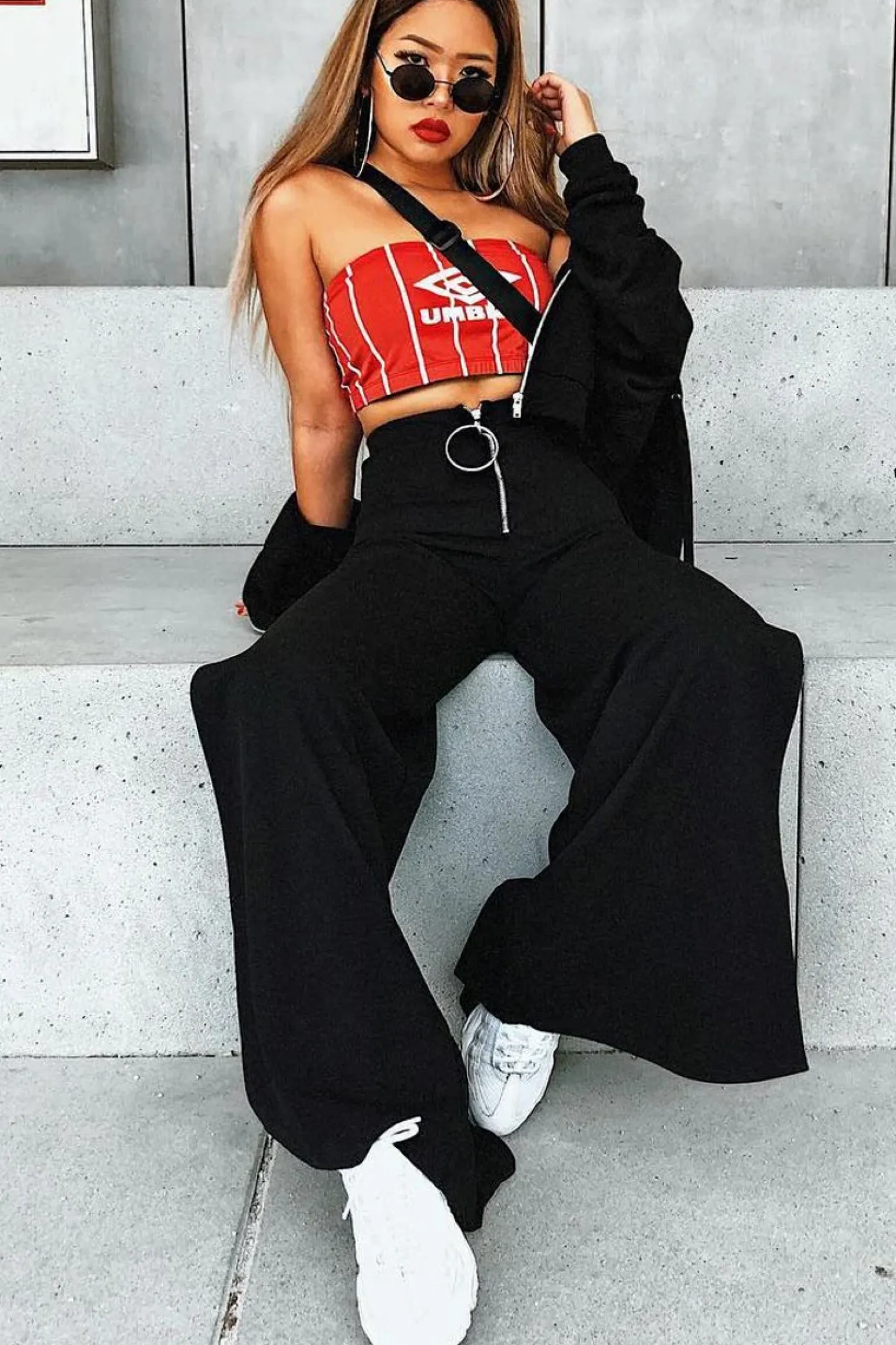 Rebellious Fashion Black Zip Front High Waisted Flare Trousers - Gerta