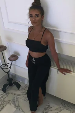 Rebellious Fashion Black Zip Front High Waisted Flare Trousers - Gerta