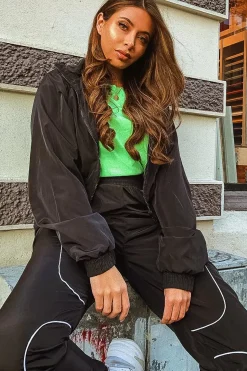 Rebellious Fashion Black Zip Front Hoodie Cuff Jogger Co-Ord - Kason