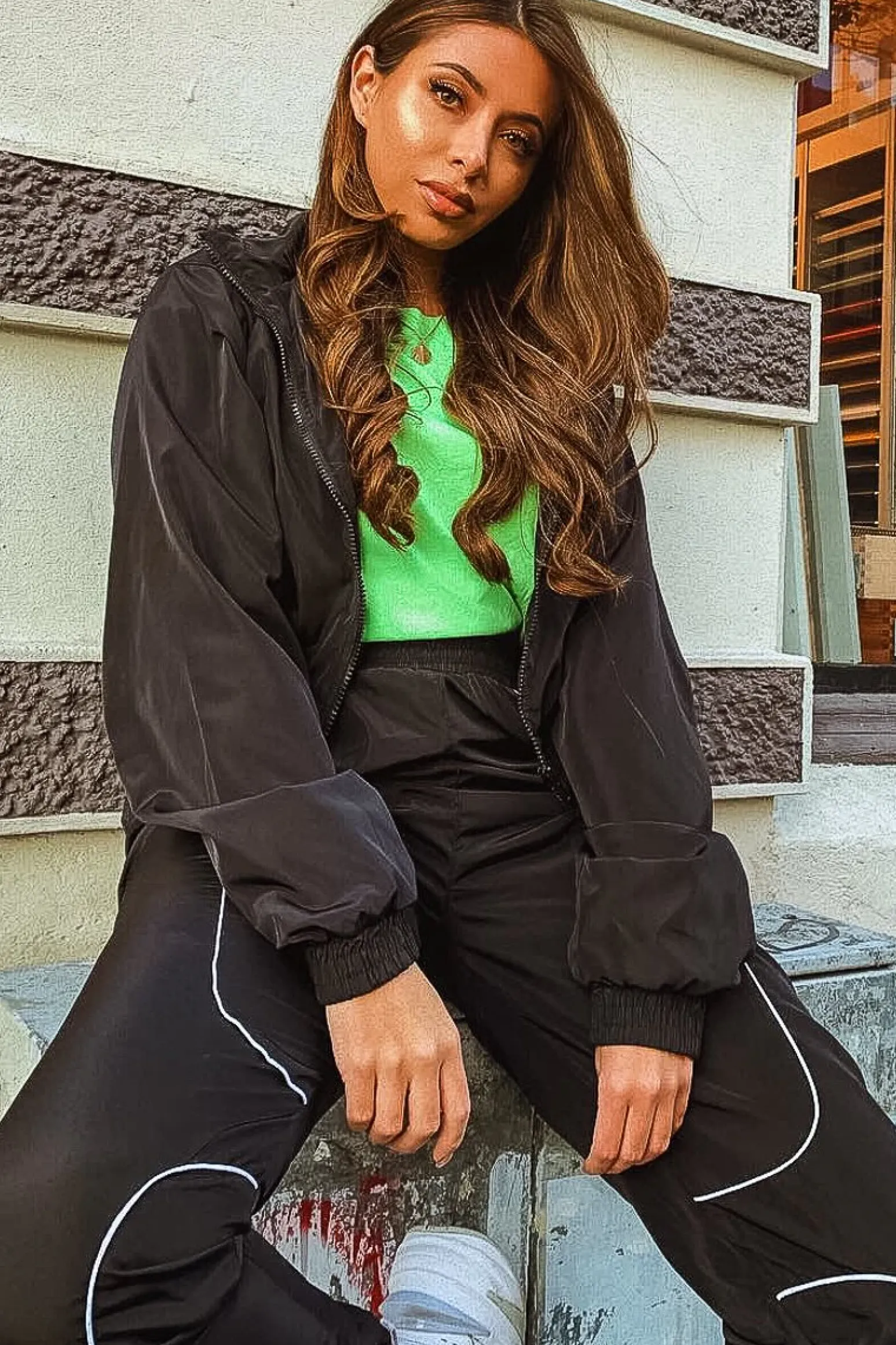 Rebellious Fashion Black Zip Front Hoodie Cuff Jogger Co-Ord - Kason