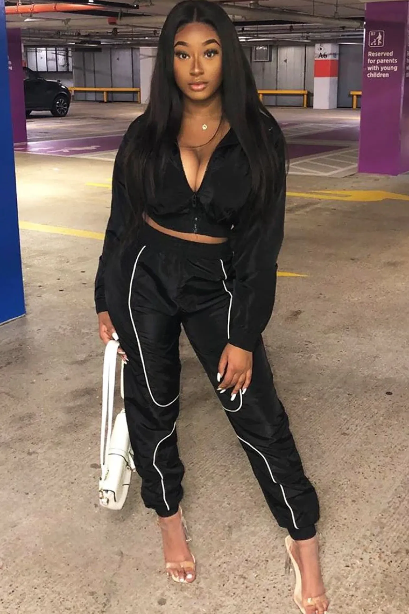 Rebellious Fashion Black Zip Front Hoodie Cuff Jogger Co-Ord - Kason
