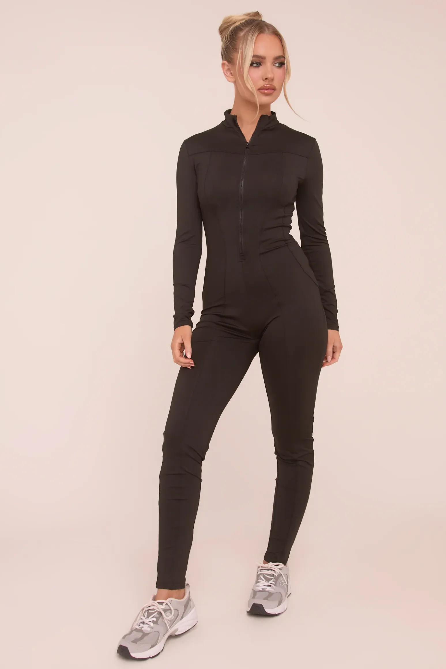 Rebellious Fashion Black Zip Front Long Sleeve Jumpsuit - Whitney