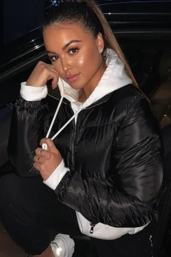 Rebellious Fashion Black Zip Front Puffer Coat - Vicki