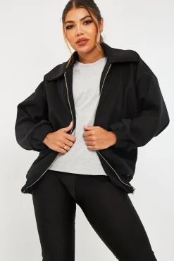 Rebellious Fashion Black Zip Front Side Pocket Shacket - Lima