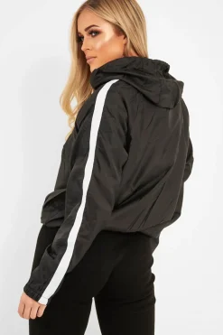 Rebellious Fashion Black Zip Front Windbreaker Jacket - Terah