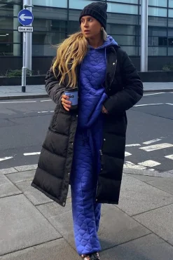 Rebellious Fashion Black Zip Hem Longline Puffer Coat - Vonnie