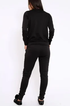 Rebellious Fashion Black Zip Loungewear Set - Kelly