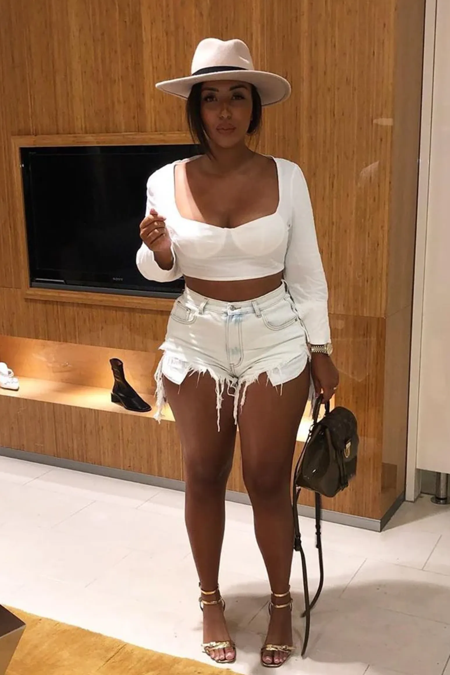 Rebellious Fashion Bleach Light Denim Extreme Rip Front Shorts - Aarya