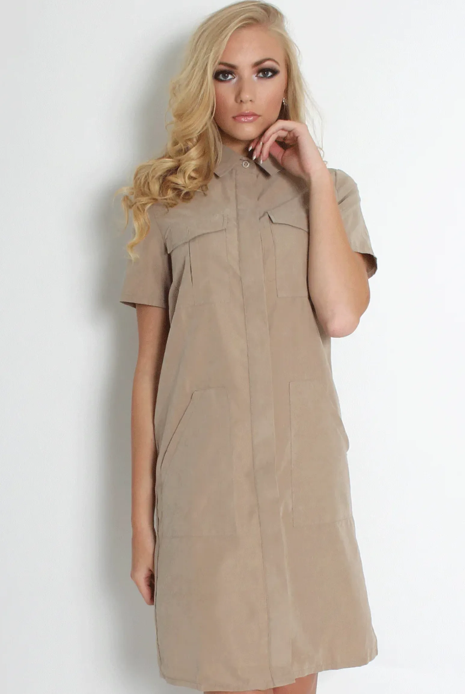 Rebellious Fashion Bliss Beige Shirt Dress