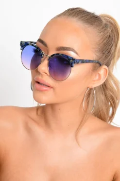 Rebellious Fashion Blue Marble Effect Sunglasses - Maddox