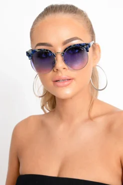 Rebellious Fashion Blue Marble Effect Sunglasses - Maddox