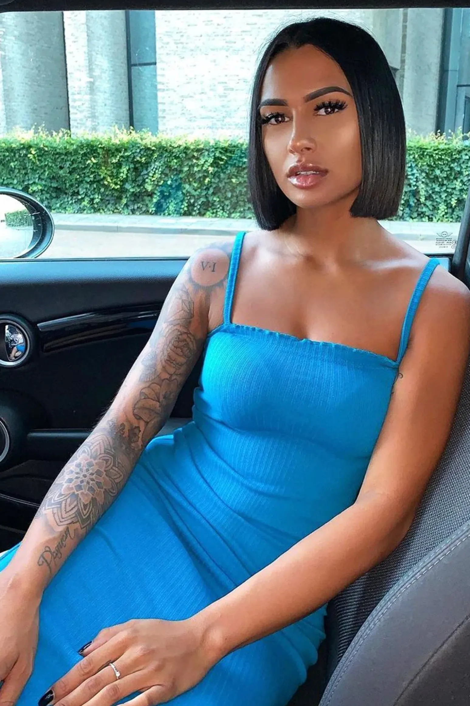 Rebellious Fashion Blue Ribbed Frill Edge Midi Dress - Aalani