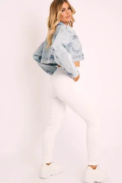 Rebellious Fashion Blue Acid Wash Cropped Denim Jacket - Eloise