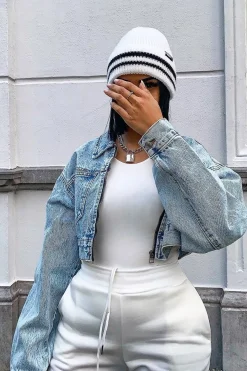 Rebellious Fashion Blue Acid Wash Cropped Denim Jacket - Eloise