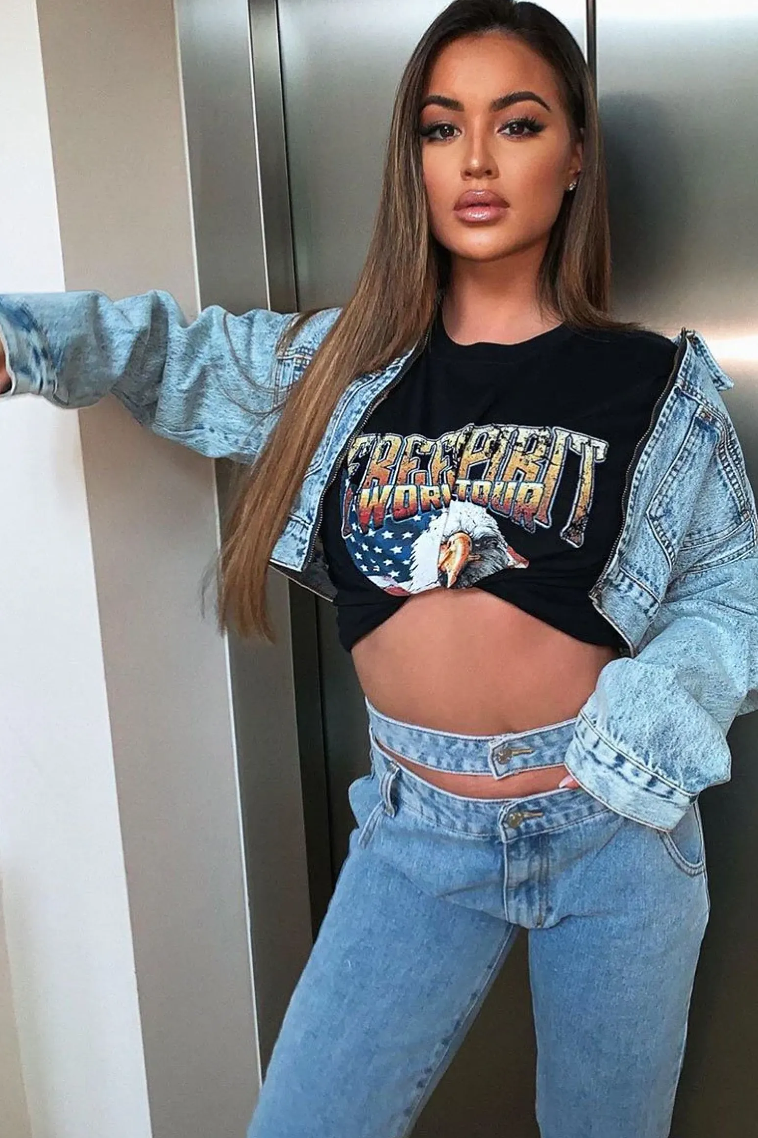 Rebellious Fashion Blue Acid Wash Cropped Denim Jacket - Eloise