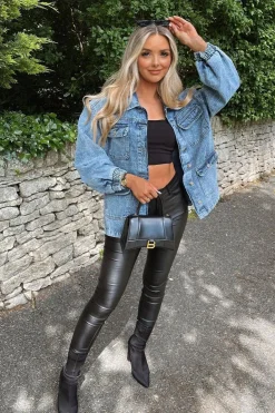 Rebellious Fashion Blue Acid Wash Oversize Denim Jacket - Annie