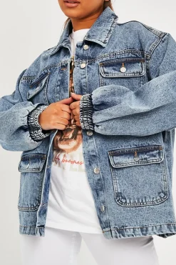 Rebellious Fashion Blue Acid Wash Oversize Denim Jacket - Annie