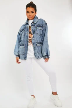Rebellious Fashion Blue Acid Wash Oversize Denim Jacket - Annie