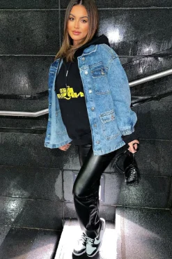 Rebellious Fashion Blue Acid Wash Oversize Denim Jacket - Annie