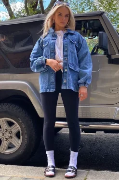 Rebellious Fashion Blue Acid Wash Oversize Denim Jacket - Annie