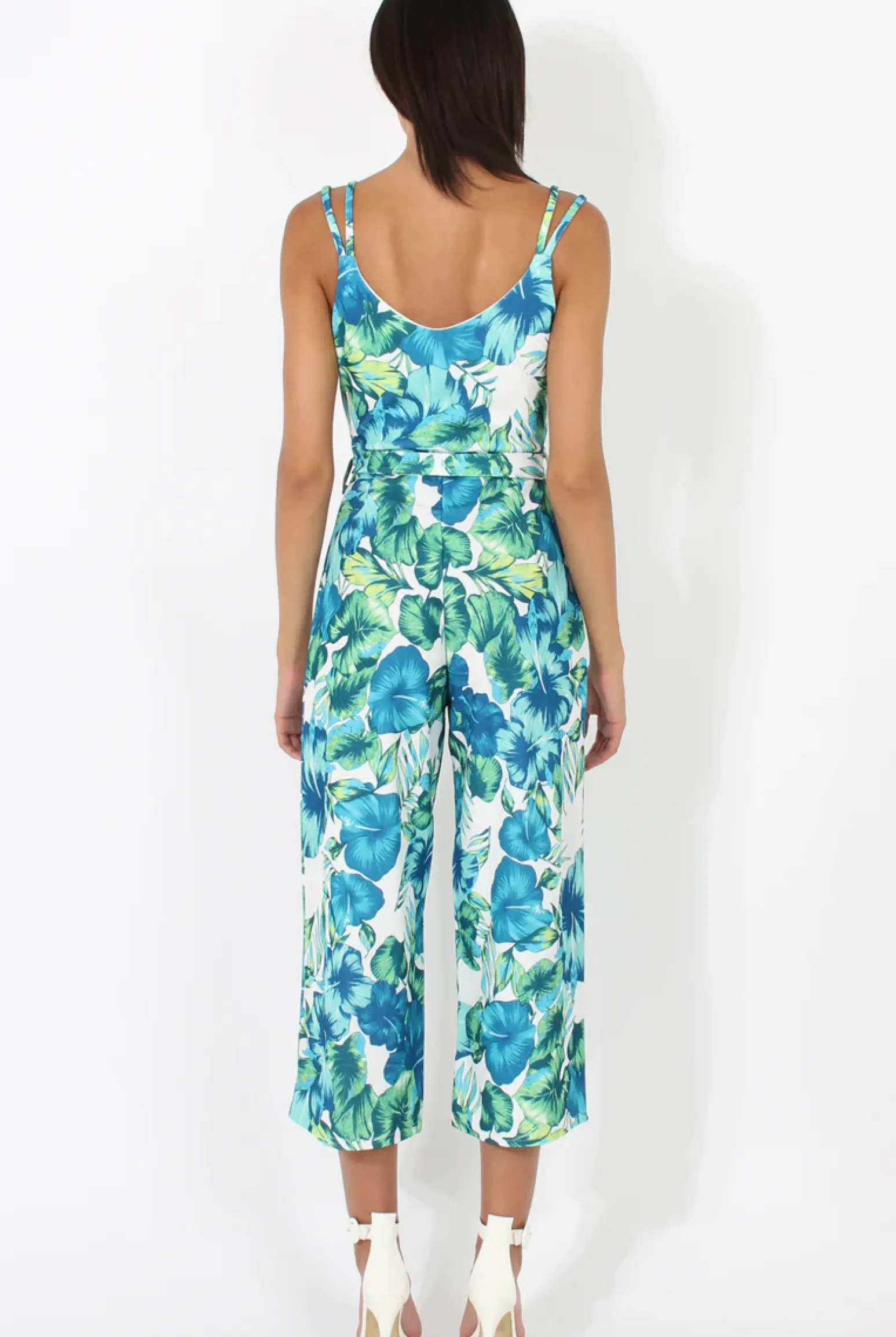Rebellious Fashion Blue & Green Floral Print Jumpsuit - Anaya
