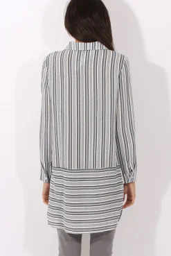 Rebellious Fashion Blue & White Stripe Shirt Dress - Lavern