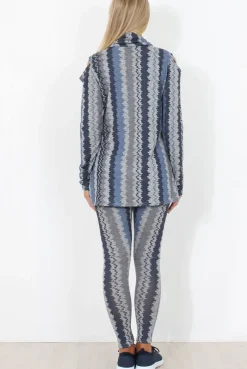 Rebellious Fashion Blue and Grey Patterned Loungewear Set - Jessica