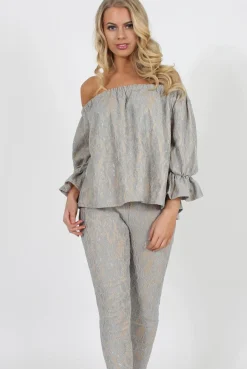Rebellious Fashion Blue and Nude Lace Two Piece - Nicole