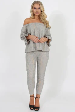 Rebellious Fashion Blue and Nude Lace Two Piece - Nicole
