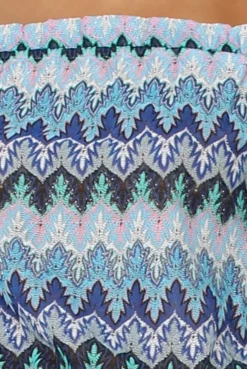 Rebellious Fashion Blue Aztec Print Crochet Bardot Playsuit - Nelly