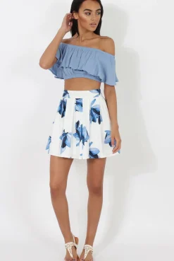 Rebellious Fashion Blue Bardot Crop Top - Adelaide