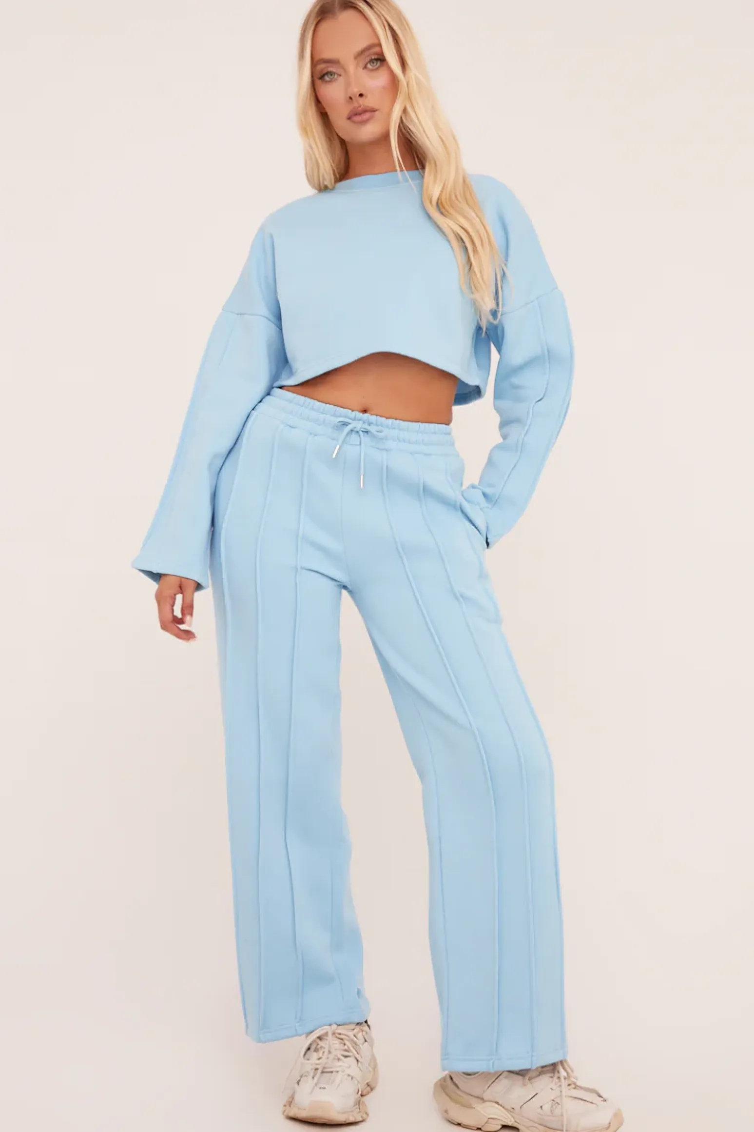 Rebellious Fashion Blue Binding Detail Loungewear Co-ord Set - Ceri