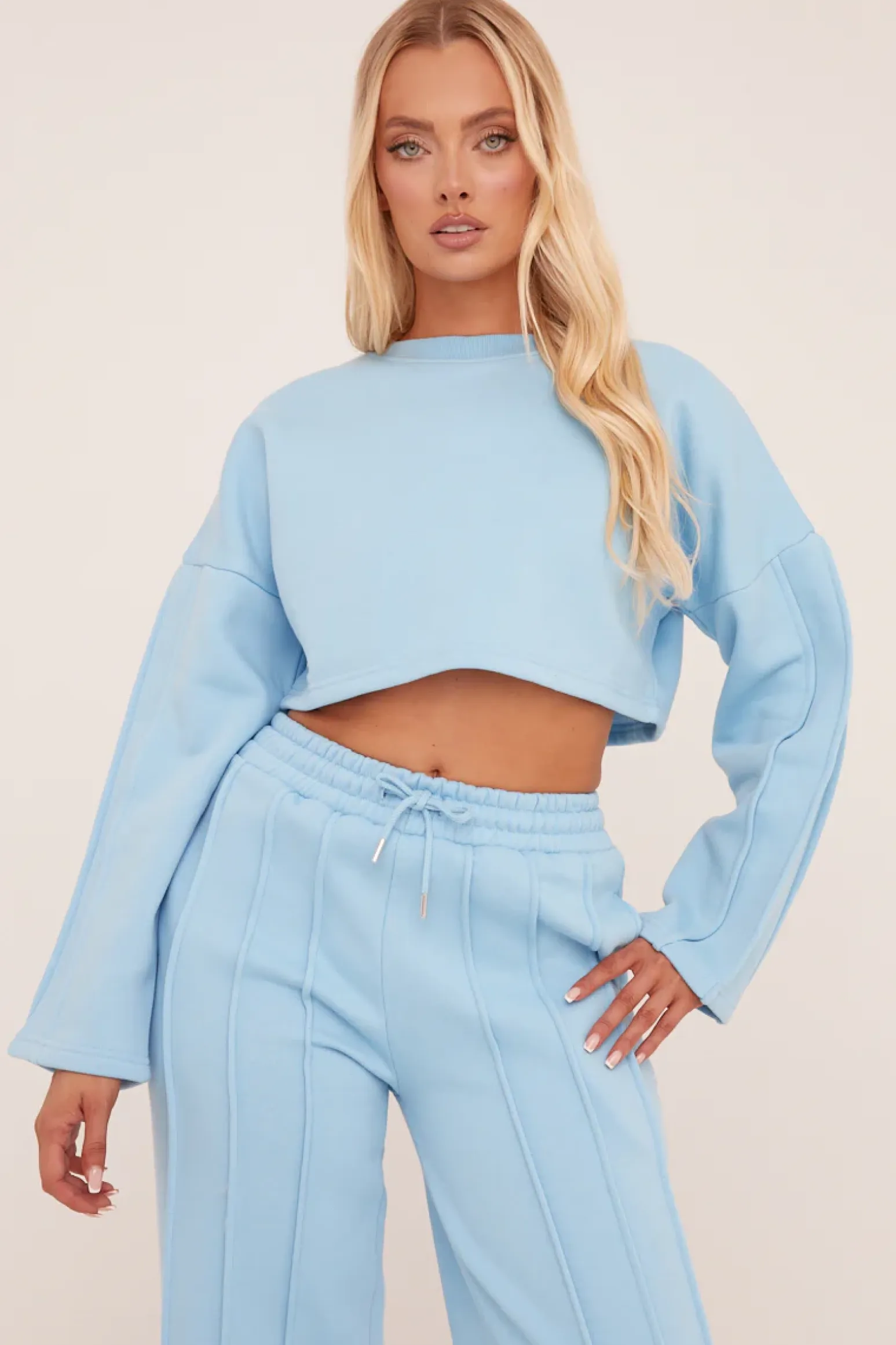 Rebellious Fashion Blue Binding Detail Loungewear Co-ord Set - Ceri