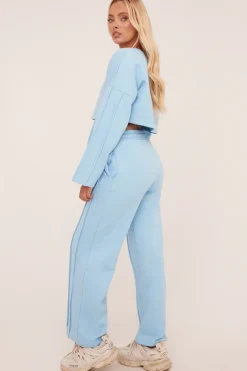 Rebellious Fashion Blue Binding Detail Loungewear Co-ord Set - Ceri