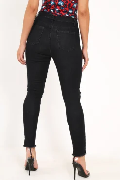 Rebellious Fashion Blue Black Distressed Skinny Jeans - Pellie