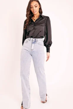 Rebellious Fashion Blue Bleached Distressed Back Denim Jeans - Imogen