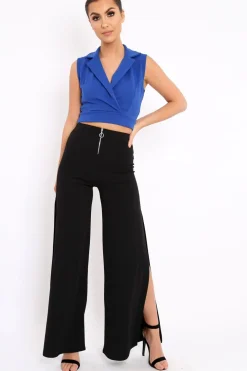 Rebellious Fashion Blue Cropped Blazer - Achsah