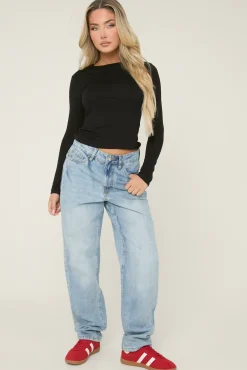 Rebellious Fashion Blue Denim Extra Long Straight Leg Jeans - Blaise