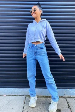Rebellious Fashion Blue Denim Extra Long Straight Leg Jeans - Blaise