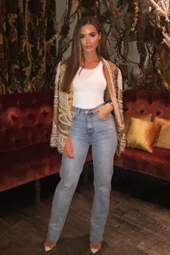 Rebellious Fashion Blue Denim Extra Long Straight Leg Jeans - Blaise