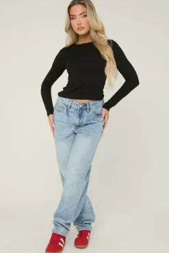 Rebellious Fashion Blue Denim Extra Long Straight Leg Jeans - Blaise
